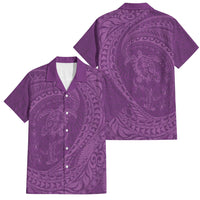 Hawaiian Turtle and Shark Family Matching Long Sleeve Bodycon Dress and Hawaiian Shirt Kakau Tribal with Polynesian Pattern Pink Color