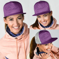 Hawaiian Turtle and Shark Mesh Trucker Cap Kakau Tribal with Polynesian Pattern Pink Color