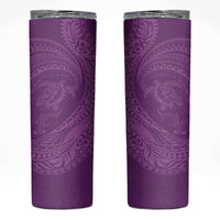 Hawaiian Turtle and Shark Skinny Tumbler Kakau Tribal with Polynesian Pattern Pink Color