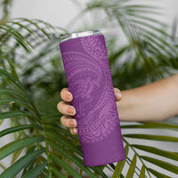 Hawaiian Turtle and Shark Skinny Tumbler Kakau Tribal with Polynesian Pattern Pink Color