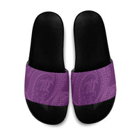 Hawaiian Turtle and Shark Slide Sandals Kakau Tribal with Polynesian Pattern Pink Color