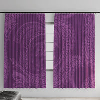 Hawaiian Turtle and Shark Window Curtain Kakau Tribal with Polynesian Pattern Pink Color