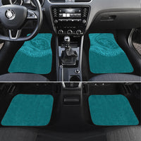 Hawaiian Turtle and Shark Car Mats Kakau Tribal with Polynesian Pattern Turquoise Color