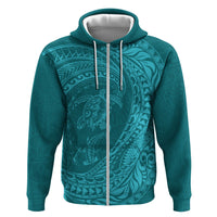 Hawaiian Turtle and Shark Hoodie Kakau Tribal with Polynesian Pattern Turquoise Color