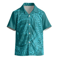 Hawaiian Turtle and Shark Kid Hawaiian Shirt Kakau Tribal with Polynesian Pattern Turquoise Color LT03 - Polynesian Pride