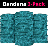 Hawaiian Turtle and Shark Neck Gaiter Kakau Tribal with Polynesian Pattern Turquoise Color