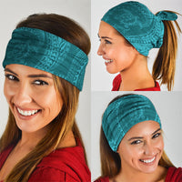 Hawaiian Turtle and Shark Neck Gaiter Kakau Tribal with Polynesian Pattern Turquoise Color