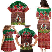 Personalised Vanuatu Christmas Family Matching Puletasi Dress and Hawaiian Shirt Pig Tusk Beautiful Merry Xmas Snowflake LT03 - Polynesian Pride