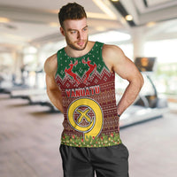Personalised Vanuatu Christmas Men Tank Top Pig Tusk Beautiful Merry Xmas Snowflake LT03 - Polynesian Pride