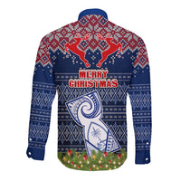 Guam Christmas Long Sleeve Button Shirt Chamorro Guam Tattoos Beautiful Merry Xmas Snowflake LT03 - Polynesian Pride