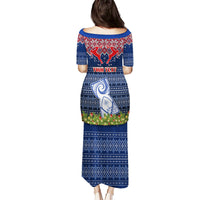 Personalised Guam Christmas Family Matching Puletasi Dress and Hawaiian Shirt Chamorro Guam Tattoos Beautiful Merry Xmas Snowflake LT03 - Polynesian Pride