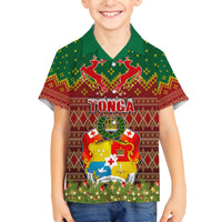 Tonga Christmas Kid Hawaiian Shirt Coat of Arms and Map Beautiful Merry Xmas Snowflake LT03 - Polynesian Pride