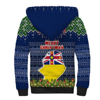 Niue Christmas Sherpa Hoodie Coat of Arms and Map Beautiful Merry Xmas Snowflake LT03 - Polynesian Pride