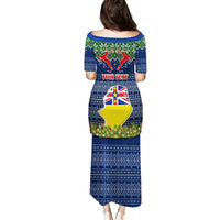 Personalised Niue Christmas Family Matching Puletasi Dress and Hawaiian Shirt Coat of Arms and Map Beautiful Merry Xmas Snowflake LT03 - Polynesian Pride