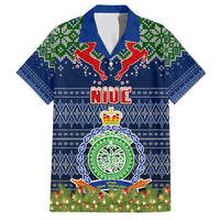 Personalised Niue Christmas Kid Hawaiian Shirt Coat of Arms and Map Beautiful Merry Xmas Snowflake LT03 Kid Blue - Polynesian Pride