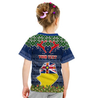 Personalised Niue Christmas Kid T Shirt Coat of Arms and Map Beautiful Merry Xmas Snowflake LT03 - Polynesian Pride