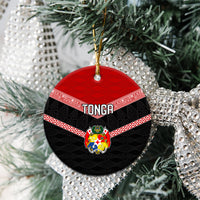 Tonga Ceramic Ornament Tonga Coat of Arms with Seamless Tapa Ngatu Pattern LT03 - Polynesian Pride
