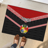 Tonga Rubber Doormat Tonga Coat of Arms with Seamless Tapa Ngatu Pattern LT03 - Polynesian Pride