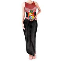 Tonga Tank Maxi Dress Tonga Coat of Arms with Seamless Tapa Ngatu Pattern LT03 Women Black - Polynesian Pride