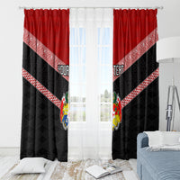 Personalised Tonga Window Curtain Tonga Coat of Arms with Seamless Tapa Ngatu Pattern LT03 - Polynesian Pride
