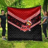 Tonga Christmas Quilt Tongan Coat of Arms Santa With Ngatu Pattern Christmas Red Style LT03 - Polynesian Pride