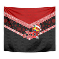 Tonga Christmas Tapestry Tongan Coat of Arms Santa With Ngatu Pattern Christmas Red Style LT03 - Polynesian Pride