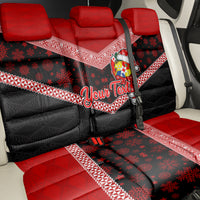 Personalised Tonga Christmas Back Car Seat Cover Tongan Coat of Arms Santa With Ngatu Pattern Christmas Red Style