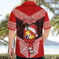 Personalised Tonga Christmas Hawaiian Shirt Tongan Coat of Arms Santa With Ngatu Pattern Christmas Red Style LT03 - Polynesian Pride