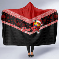 Personalised Tonga Christmas Hooded Blanket Tongan Coat of Arms Santa With Ngatu Pattern Christmas Red Style LT03 - Polynesian Pride
