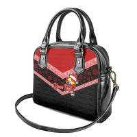Personalised Tonga Christmas Shoulder Handbag Tongan Coat of Arms Santa With Ngatu Pattern Christmas Red Style LT03 - Polynesian Pride