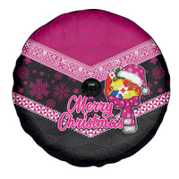 Tonga Christmas Spare Tire Cover Tongan Coat of Arms Santa With Ngatu Pattern Christmas Pink Style LT03 - Polynesian Pride