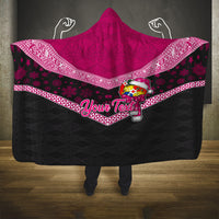 Personalised Tonga Christmas Hooded Blanket Tongan Coat of Arms Santa With Ngatu Pattern Christmas Pink Style LT03 One Size Pink - Polynesian Pride