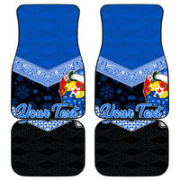 Personalised Tonga Christmas Car Mats Tongan Coat of Arms Santa With Ngatu Pattern Christmas Blue Style LT03 Blue - Polynesian Pride