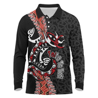 Aotearoa Toitu Te Tiriti Long Sleeve Polo Shirt Maori Taniwha Haka - Honour the Treaty LT03