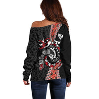 Aotearoa Toitu Te Tiriti Off Shoulder Sweater Maori Taniwha Haka - Honour the Treaty LT03