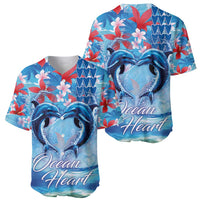 Hawaiian Dolphin Love Couple - Ocean Heart Baseball Jersey LT03 - Polynesian Pride