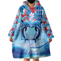 Hawaiian Dolphin Love Couple - Ocean Heart Wearable Blanket Hoodie LT03 - Polynesian Pride