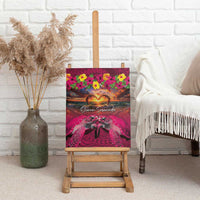 Hawaiian Turtle Love Couple Canvas Wall Art Ocean Serenade - Honu Honi Ihu with Hibiscus and Romantic Sunset Pink Color LT03 - Polynesian Pride