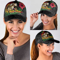Hawaiian One Love Classic Cap Reggae Lion Tropical Plants and Kakau with Tribal Pattern