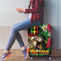 Hawaiian One Love Luggage Cover Reggae Lion Tropical Plants and Kakau with Tribal Pattern
