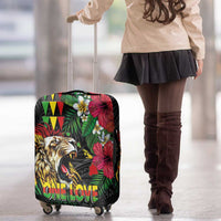 Hawaiian One Love Luggage Cover Reggae Lion Tropical Plants and Kakau with Tribal Pattern