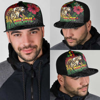 Hawaiian One Love Mesh Trucker Cap Reggae Lion Tropical Plants and Kakau with Tribal Pattern