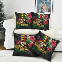 Hawaiian One Love Pillow Cover Reggae Lion Tropical Plants and Kakau with Tribal Pattern