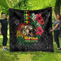 Hawaiian One Love Quilt Reggae Lion Tropical Plants and Kakau with Tribal Pattern LT03 - Polynesian Pride