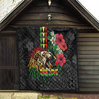 Hawaiian One Love Quilt Reggae Lion Tropical Plants and Kakau with Tribal Pattern LT03 - Polynesian Pride