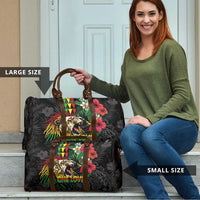 Hawaiian One Love Travel Bag Reggae Lion Tropical Plants and Kakau with Tribal Pattern LT03 - Polynesian Pride