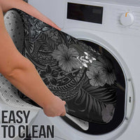 Hawaiian Tropical Plants and Tribal Whales Bathroom Set Polynesian Art Tattoo Grayscale