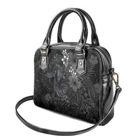 Hawaiian Tropical Plants and Tribal Whales Shoulder Handbag Polynesian Art Tattoo Grayscale LT03 - Polynesian Pride