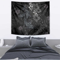 Hawaiian Tropical Plants and Tribal Whales Tapestry Polynesian Art Tattoo Grayscale LT03 - Polynesian Pride