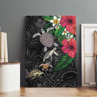 Hawaiian Tropical Plants and Turtles Canvas Wall Art Polynesian Art Motifs